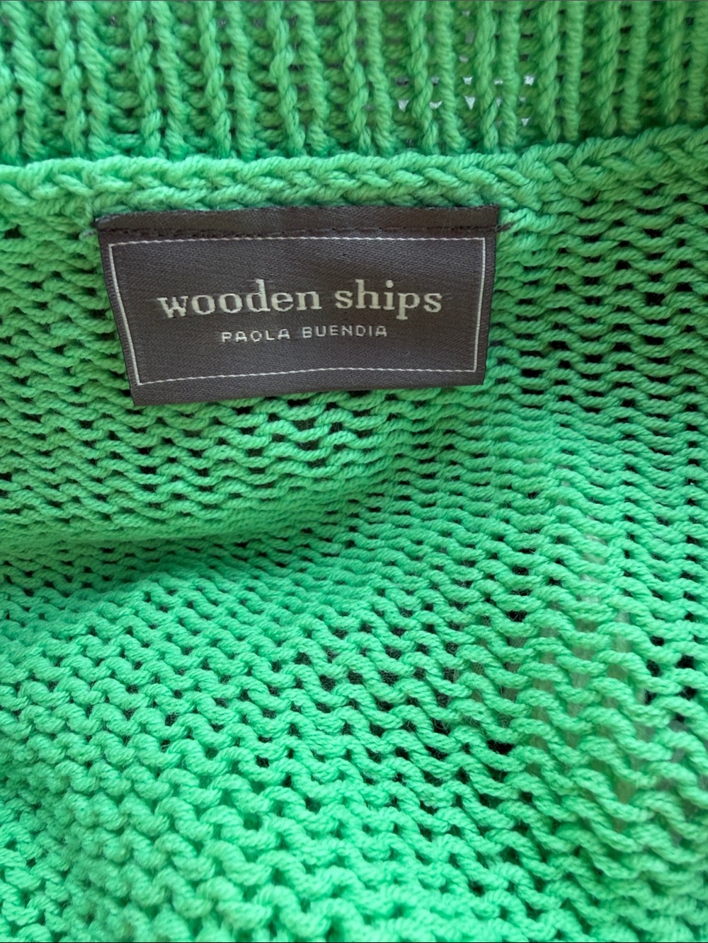 Wooden Ships Bright Green Open Knit Cardigan xs - Picture 4 of 7